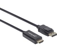 Câble adaptateur Manhattan DisplayPort / HDMI Fiche mâle DisplayPort, Fiche mâle HDMI-A 1.80 m noir 152679 Câble DisplayPort