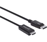 Câble adaptateur Manhattan DisplayPort / HDMI Fiche mâle DisplayPort, Fiche mâle HDMI-A 3.00 m noir 153218 Câble DisplayPort