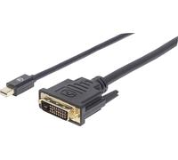 Câble adaptateur Manhattan Mini-Display / DVI Fiche mâle Mini DisplayPort, Fiche mâle DVI-D 24+1 pôles 1.80 m noir 152150 feuille