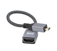 Câble Adaptateur Micro HDMI vers HDMI,Droit Micro HDMI Mâle vers HDMI Femelle Aluminium Court Cordon Tressé en Nylon Support 4K UHD,pour Projecteur,TV,Moniteur (20cm)