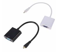 Câble adaptateur Micro HDMI vers VGA, convertisseur vidéo mâle vers femelle, pour moniteur PC, projecteur, ordinateur, TV, blanc et noir