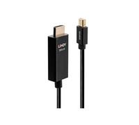 Câble de raccordement LINDY Fiche mâle Mini DisplayPort, Fiche mâle HDMI-A 0.50 m noir 40920 Câble DisplayPort