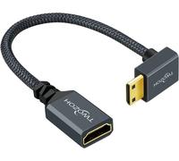 Câble Adaptateur Mini HDMI vers HDMI 0,2M, Nylon tressé à 270 Degrés à angle Mâle Mini HDMI vers Femelle HDMI Câble extension Supporte 3D/4K 1080p