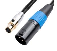 Câble adaptateur mini XLR mâle vers XLR femelle, cordon équilibré, 1 pi/0,5 m