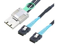 Câble adaptateur PCIE en alliage de zinc Dual Express iPass Mini SAS HD SFF-8088 8X 68P haute vitesse I/O mâle vers 2 x Mini SAS SFF8087 36P mâle (0,5 m)