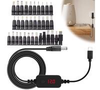 Câble adaptateur PD vers DC, 5 V, 9 V, 12 V, 15 V, 20 V, réglable, convertisseur de tension de type C vers fiche DC5521, câble d'alimentation avec têtes de convertisseur CC pour modem routeur (34