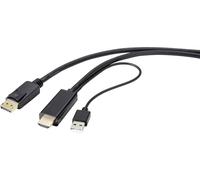 Câble adaptateur Renkforce DisplayPort / HDMI Fiche mâle DisplayPort, Fiche mâle HDMI-A 2.00 m noir RF-4600632 Câble DisplayPort
