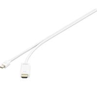 Câble adaptateur Renkforce Mini-Display / HDMI Fiche mâle Mini DisplayPort, Fiche mâle HDMI-A 1.80 m blanc RF-4660902 contacts