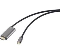 Câble adaptateur Renkforce USB-C® / HDMI USB-C® mâle, Fiche mâle HDMI-A, USB-C® femelle 1.50 m noir RF-6409792 4K UHD, avec port