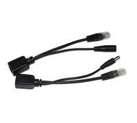Câble adaptateur répartiteur RJ45 PoE 17 cm Alimentation CC passive réseau Ethernet pour caméra IP Blanc/noir par paires (5, noir)
