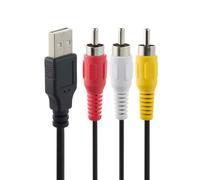 Câble adaptateur répartiteur USB 2.0 A mâle vers 3 RCA mâles | Cordon audio vidéo composite AV | Longueur 25 cm | Compatible avec caméscope, TV, Mac, PC | Affichage uniquement