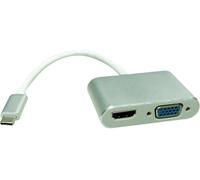 ROLINE Adaptateur écran USB 3.1 | Câble adaptateur USB type C vers HDMI et VGA | argent, câble de 10cm