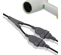 Câble Adaptateur Secteur 2 en 1,Câble Adaptateur Secteur pour Prise UPS IEC 320 C14 mâle vers Double Euro CEE7/16 Femelle câble Adaptateur, Noir, 0.32m