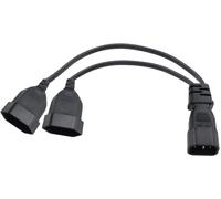 Câble Adaptateur Secteur 2 en 1,Câble Adaptateur Secteur pour Prise UPS IEC 320 C14 mâle vers Double Euro CEE7/16 Femelle câble Adaptateur,Noir,0.32m