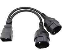 Câble Adaptateur Secteur 2 en 1,Câble Adaptateur Secteur pour Prise UPS IEC 320 C20 mâle vers Double Prise européenne Femelle câble Adaptateur, Noir, 0.32m