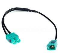 Câble Adaptateur Splitter Extension antenne Fakra Z Femelle vers Deux connecteurs mâles 15 cm | Compatible Volkswagen Audi Skoda Seat autoradio MFD2 MFD3 RNS300 RNS310 unité Navigation