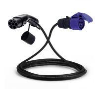 Câble adaptateur type 2 (côté station de charge) vers prise 16A CEE bleue 3 pôles |