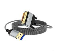 Câble adaptateur USB 3. vers DVI, connexion externe avec noyau en cuivre pour ordinateur portable vers projecteur vidéo, cordon d'extension d'affichage portable prenant en charge le transfert de
