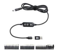 Câble adaptateur USB-C PD vers DC 100 W, 5 V-20 V, réglable, 34 fiches CC | Fiche 5,5 x 2,1 mm, adaptateur USB C vers 12 V et câble en nylon de 1 m, adaptateur de type C vers USB
