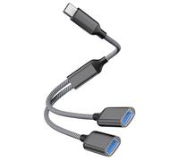 Câble Adaptateur USB C vers Double USB 2.0 Femelle, Adaptateur USB Type C | Type C Splitter, Dual Type C Port Hub, Compatible avec iPhone 17/16/15, MacBook Pro, iPad Air, Surface GO, Xbox