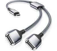 Câble Adaptateur USB-C vers Double USB A 2.0 Femelle 0.3M Type C Mâle vers 2 USB Ports OTG Splitter 2 en 1 Convertisseur Hub
