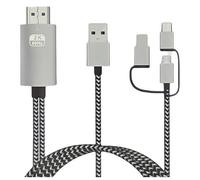 Câble Adaptateur USB-C Vers HDMI 3 En 1 2K 60 Hz, Convertisseur HDTV For IPhone, Compatible Avec MacBook Air, IPad Et Ordinateurs Portables Samsung.(Gray)
