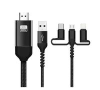 Câble Adaptateur USB-C Vers HDMI 3 En 1 2K 60 Hz, Convertisseur HDTV For IPhone, Compatible Avec MacBook Air, IPad Et Ordinateurs Portables Samsung.(Black)