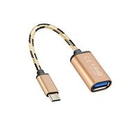 Câble adaptateur USB-C vers USB OTG 15cm Dorée