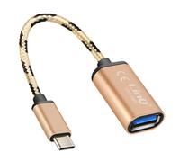 Câble adaptateur USB-C vers USB OTG 15cm LinQ Dorée
