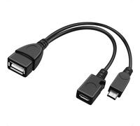 Câble Adaptateur Usb, Otg, Prise Usb Vers Prise Micro Usb+ Prise Micro Usb, Couleur Noire, 14 Cm[Z170]