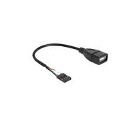 DeLock Câble USB 2.0 interne 4 broches vers USB-A femelle 20 cm noir certifié UL 83291