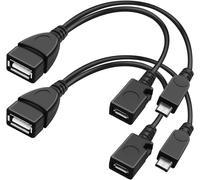 Câble adaptateur USB vers OTG avec connecteur micro USB 2.0 connecteur USB type B femelle/connecteur USB type A femelle pour lecteur flash USB/clavier/disque dur/Fire TV Stick, 20 cm