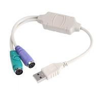 Câble adaptateur USB vers PS/2 - Convertisseur double port pour clavier et souris - Plug & Play pour PC, ordinateur portable, ordinateur de bureau - Compatible avec Windows, Mac et Linux OS
