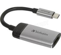 Verbatim 49143 câble vidéo et adaptateur 0,1 m USB Type-C HDMI Noir, Argent