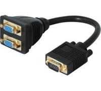 Câble adaptateur VGA en Y, 2x 15 broches HD D-Sub femelle / 15 broches HD D-Sub mâle Pour la connexion de 2 moniteurs ou vidéoprojecteurs avec entrée VGA à une carte graphique VGA (90951)