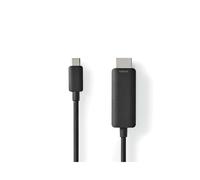 Câble Adaptateur Vidéo Nedis CCGL64655BK20 USB Type-C vers HDMI 2m, Résolution 3840x2160 60Hz, Contacts Nickel, Diamètre 4.2mm, PVC Noir
