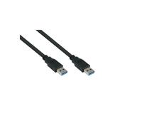 Câble Alcasa UK30P-AA-018S USB A vers USB A 1.8m USB 3.2 Gen 1 (3.1 Gen 1) 5Gbps Contacts Or, PVC noir, AWG 20/24, Cuivre