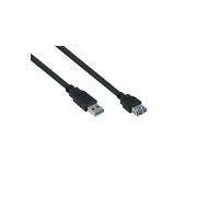 Câble Alcasa UK30P-ASA-030S USB A vers USB A 3m, USB 3.2 Gen 1 (3.1 Gen 1), 5 Gbit/s, contacts or, PVC, cuivre, noir, AWG 24/28