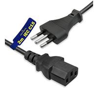 Cable Alimentation 2m Fiche Schuko et IEC C15 - Cordon 3x1 mm - pour Polti Vaporetto pour Saeco pour Gaggia - Garantie de 10 Ans - MONTERAL