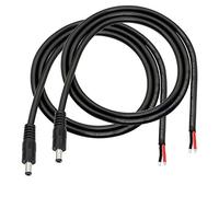 Câble alimentation CC - 0,9 m - Prise mâle CC 5,5 mm x 2,1 mm - Câble à extrémité ouverte - Câble de réparation pour caméra de sécurité CCTV, DVR, bande lumineuse LED