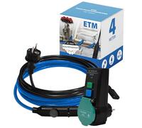 Câble antigel chauffant d'accompagnement de 4 m pour conduites d'eau et canalisations - Puissance de chauffage de 15 W/m jusqu'à -20°C - avec disjoncteur différentiel de protection des personnes