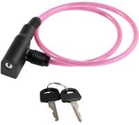 Câble antivol en acier rose revêtu de PVC pour vélos - diamètre 6 mm et longueur 650 mm - avec serrure