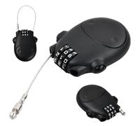 Câble antivol extensible de 75 cm - Câble en acier - Cadenas à combinaison avec 3 disques à chiffres - Cadenas de sécurité pour bagages, valises, vélos, poussettes, sac à dos - Noir