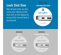 Câble Antivol Pour Ordinateurs Portables Hp, Lenovo, Asus, Acer Et Autres Appareils \U2013 Tête De Verrouillage Pivotante Plus Petite Et Plus Solide (K65035Am), Argent