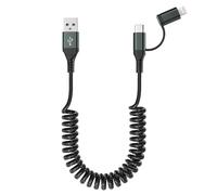Cable Apple Carplay et Android Auto 2 en 1 [MFi & 3A Charge Rapide & Données] Accessoire Car Câble USB vers USB C et Lightning Cable Multi Vehicule pour iPhone 17/16/15/14/13/12/11/X/Galaxy/Android