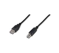 Câble ASSMANN Electronic AK-300102-030-S USB 2.0 A vers B Mâle/Mâle, 3m, Noir, Contacts Nickel, Débit Max 480 Mbit/s (0.48 Gbit/s)