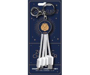 Câble Astrologie USB C / microUSB & USB C & Lightning 2A 15cm Format Porte-clés Lion Yello Koko