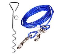 Câble Attache Chien, 5M, Acier Inoxydable | Piquet en Spirale, Rotation 360°, Attache Alliage de Zinc, Anti-Rouille, Pour Extérieur Jardin et Camping