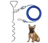 Câble Attache pour Chien 15Ft, Ancrage Spirale, Laisse pour Cour, Extérieur, Camping
