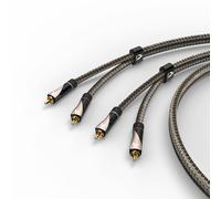 Câble audio, 2 fich. RCA mâles - 2 fich. RCA mâles, text., doré, 0,5 m